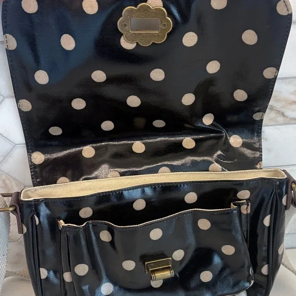 Cath Kidston Black and Cream Polka Dot Crossbody Bag - Picture 6 of 8